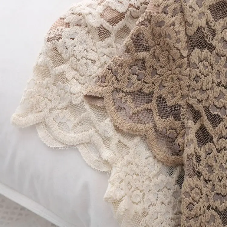 Blusa de encaje de manga corta para mujer, camisa Base de blusa de encaje ahuecada con temperamento de Súper Hada a la moda, novedad de verano 2025