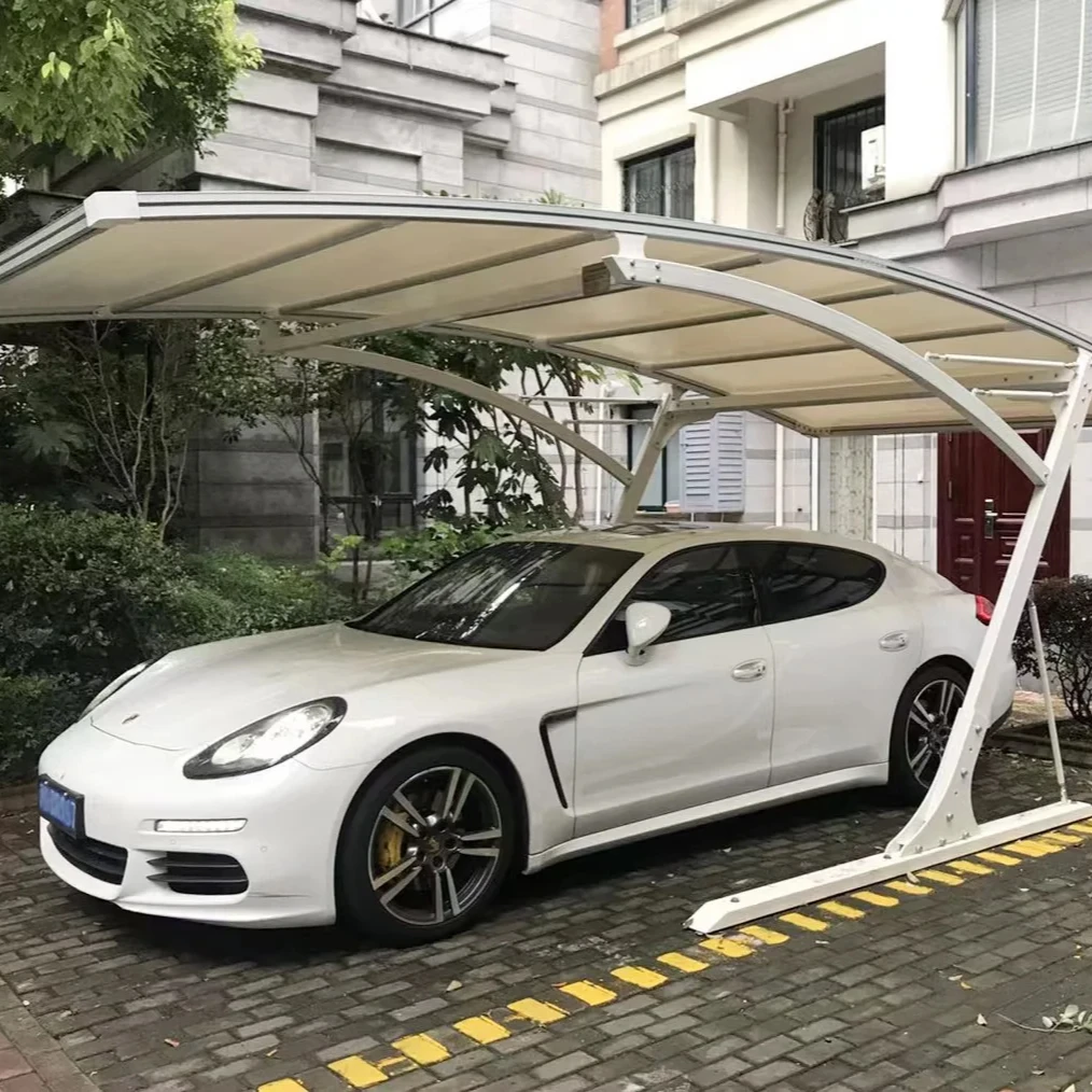 Luxury Aluminum Single Carport Beautiful Arched Roof Outdoor Waterproof Garage Parking Shelter Metal Frame Private Car Canopy