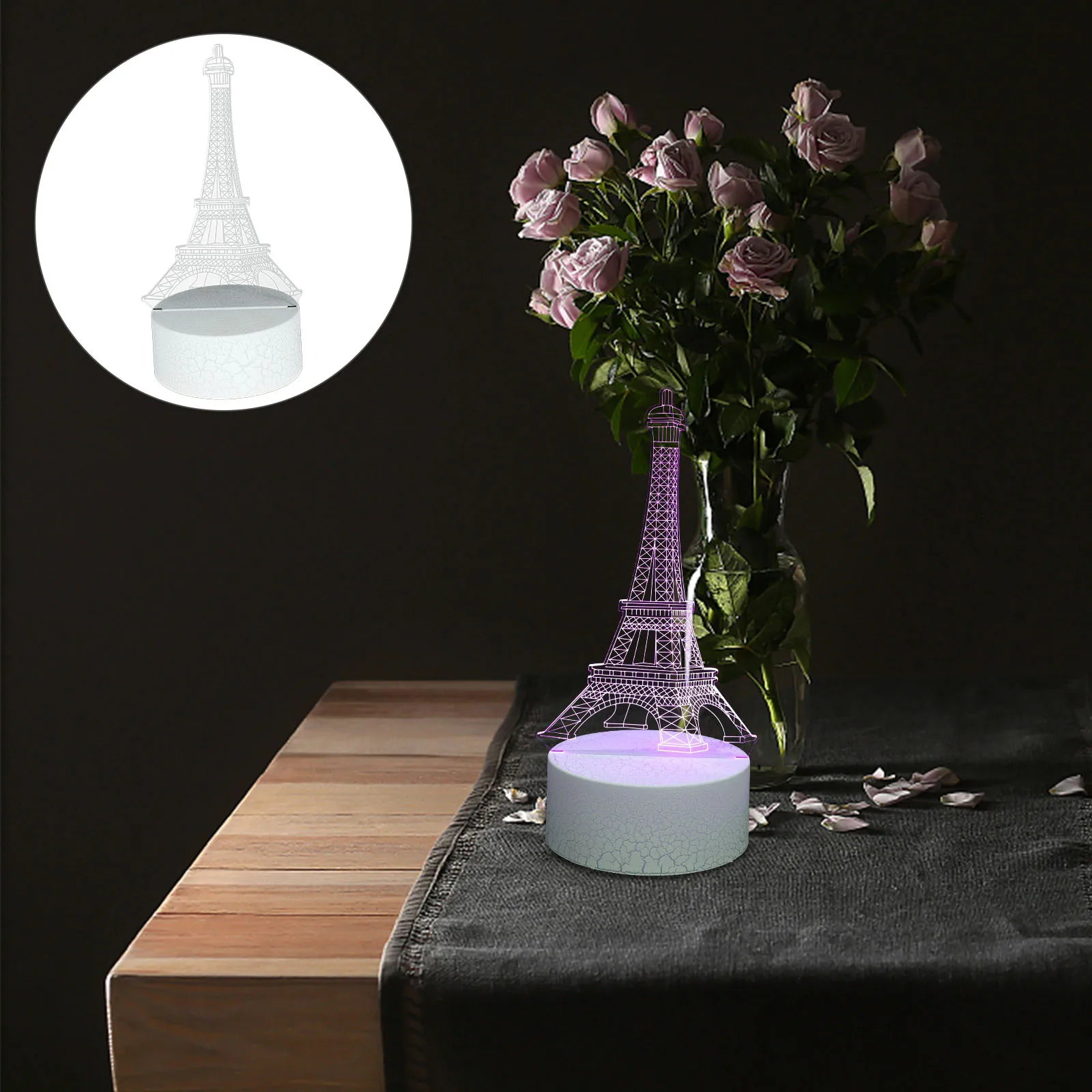 

Eiffel Tower 3D Night Light LED Color Change USB Bed Room Table Lamp Creative Gift for Night Light Room Eiffel Tower Lamp