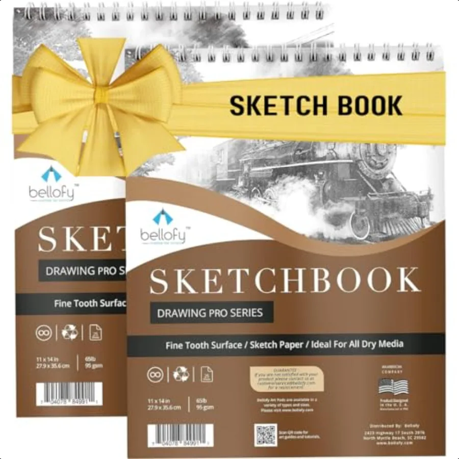 

Bellofy 2X Large Sketchbook for Drawing Paper 50 Sheets 11x14 Inches Sketch Pads for Drawing for Adults Beginners XL Sketchbook