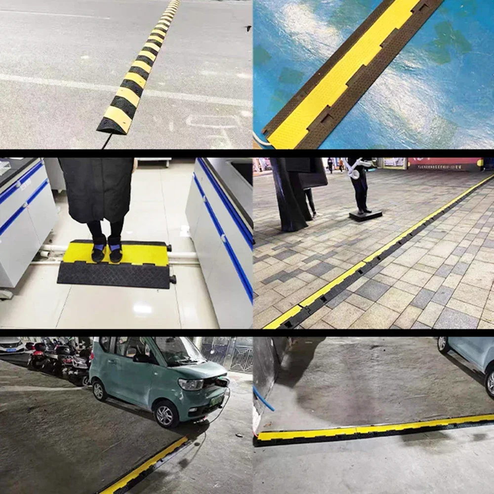 Cable Protector Ramp Wire Cable Cover Cord Guard Channels Rubber + PVC 11000LBS Speed Bump Parking Lots Driveway Traffic