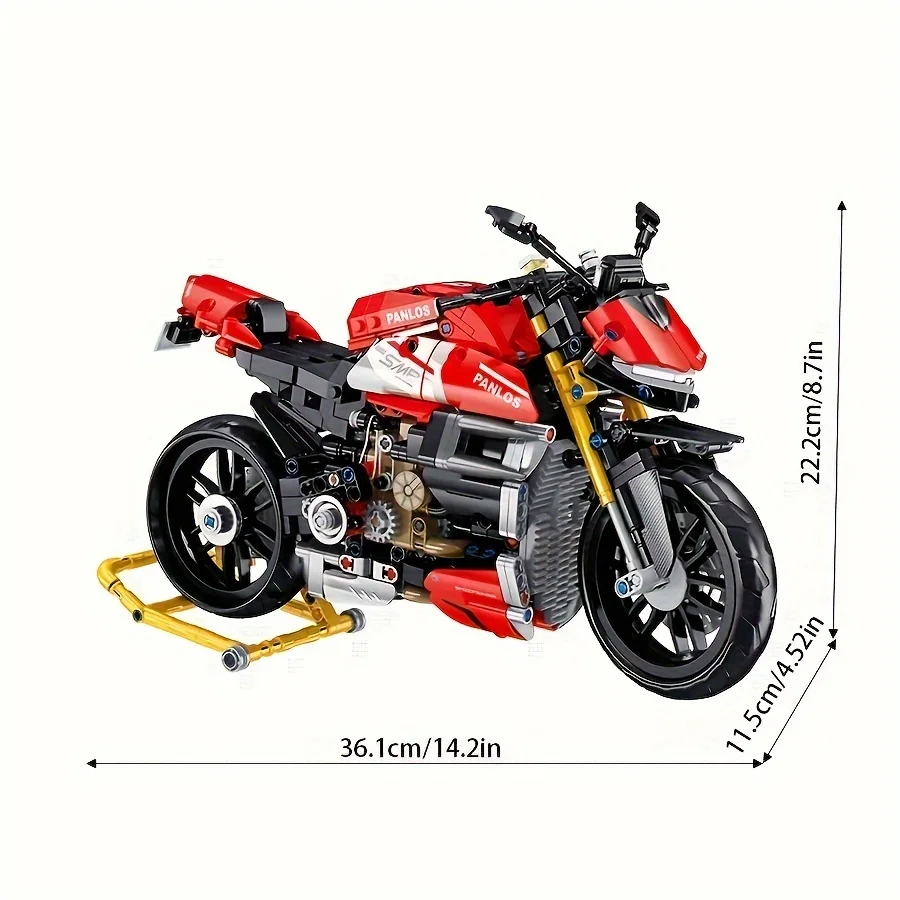 Modelo de motocicleta de ensamblaje de bloques de construcción rápido con molde de partículas 981, para 6 años + creatividad, también es un adorno para el hogar, vacaciones