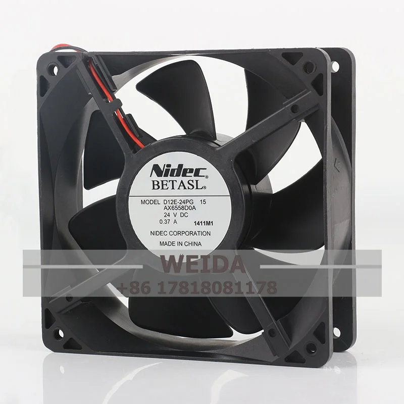 Wentylator podwozia Oryginalny NIDEC D12E-24PG 15 DC24V 0,37A 12038 Dwuprzewodowy AX 655800 Wentylator chłodzący do urządzeń o przepływie osiowym