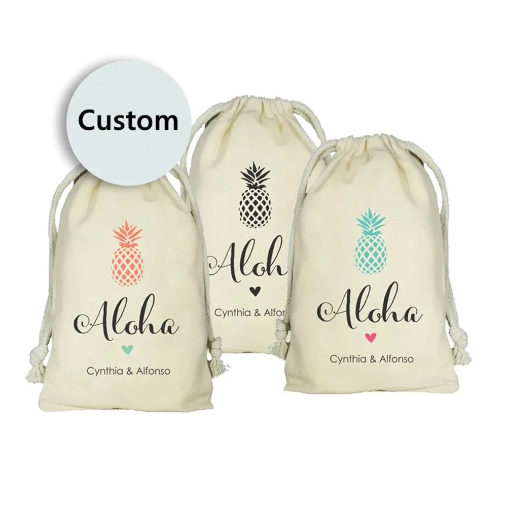 Hawaii Destination Wedding Favor Bags, Aloha Set of 20 Guest Favor Bags, Pineapple Favor Bags, Aloha Wedding Favors Bags