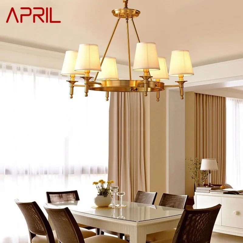 

APRIL Brass Chandeliers Lamp Contemporary Luxury LED Pendant Light for Home Living Room Bedroom Fixtures