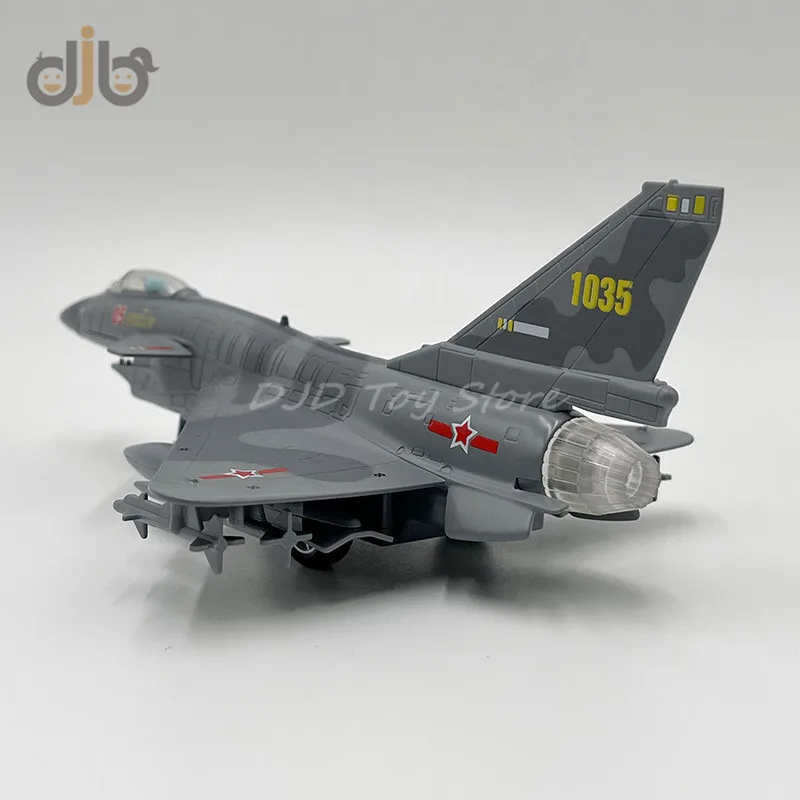 1:87 Diecast Military Aircraft Model Jian-10 Jet Fighter Pull Back Toy With Sound & Light