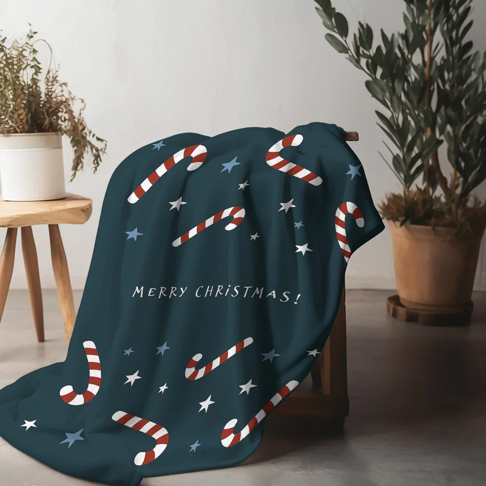 

Tuniu Christmas Candy Stripe Fleece Blanket Soft Warm Cozy Sofa Bed Throw Navidad Gift
