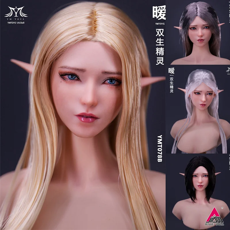 YMTOYS 1/6 YMT078 Female Elf Head Sculpt Carving Model Fit 12'' TBL JO Soldier Action Figure Body Dolls