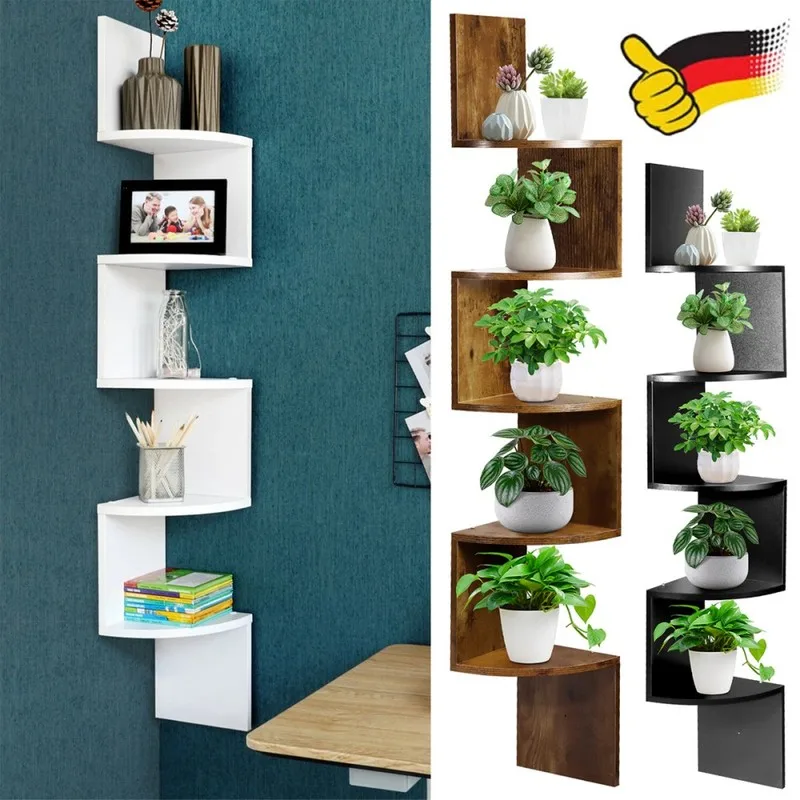 Estante de pared de 5 niveles, estante flotante para libros, estantería para plantas de dormitorio, estantería para sala de estar