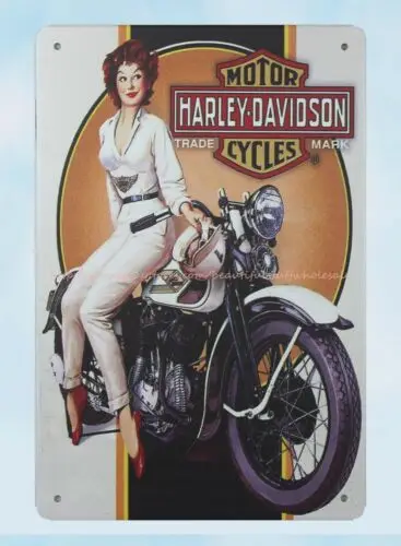 interiors by design Motor Cycles sexy lady metal tin sign