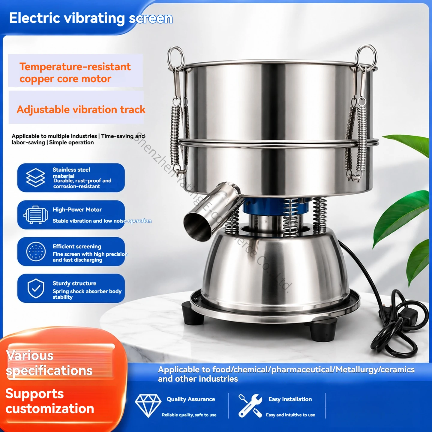 30cm Vibrating Screen Small Screening Machine Stainless Steel Electric Metal  Coating Powder Vibrating Screen Separator