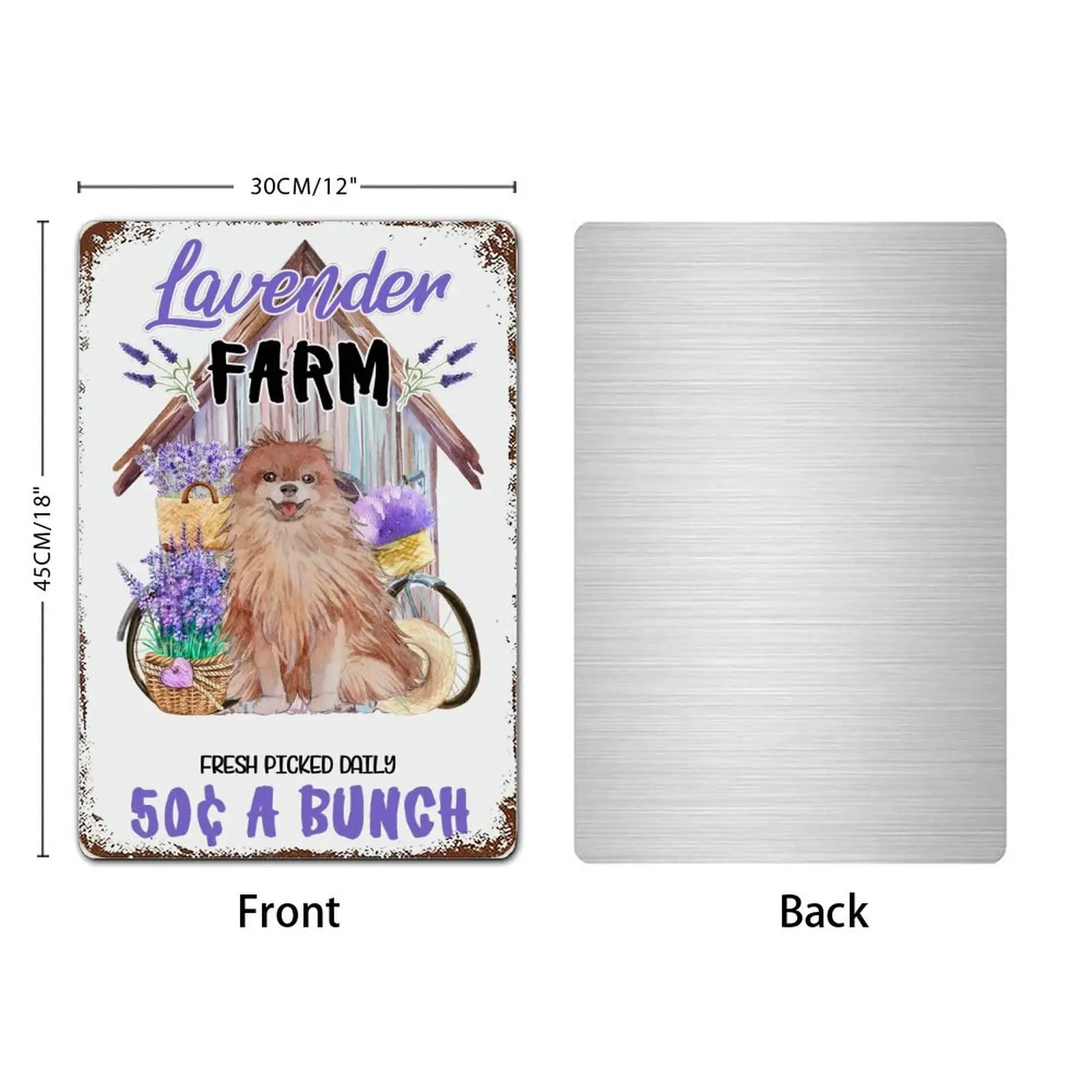 ENEDNATE Funny Vintage Metal Sign Dog Lavender Farm Sign Farmhouse Lavender Kitchen Wall Art Aluminum Sign 12x18 inch Metal Tin 