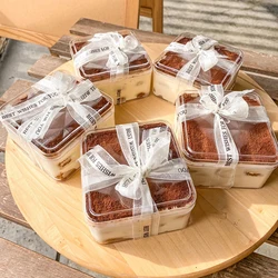 10pcs Tiramisu small box disposable transparent cake boxes pastry packaging box square thick plastic dessert cups with lids