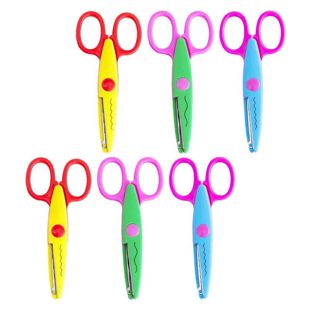 6 قطعة مقص الدانتيل نصائح مدورة آمنة خفيفة الوزن ABS متينة متعددة الأغراض لتقوم بها بنفسك مقص ورق الحرف قبضة مريحة #2