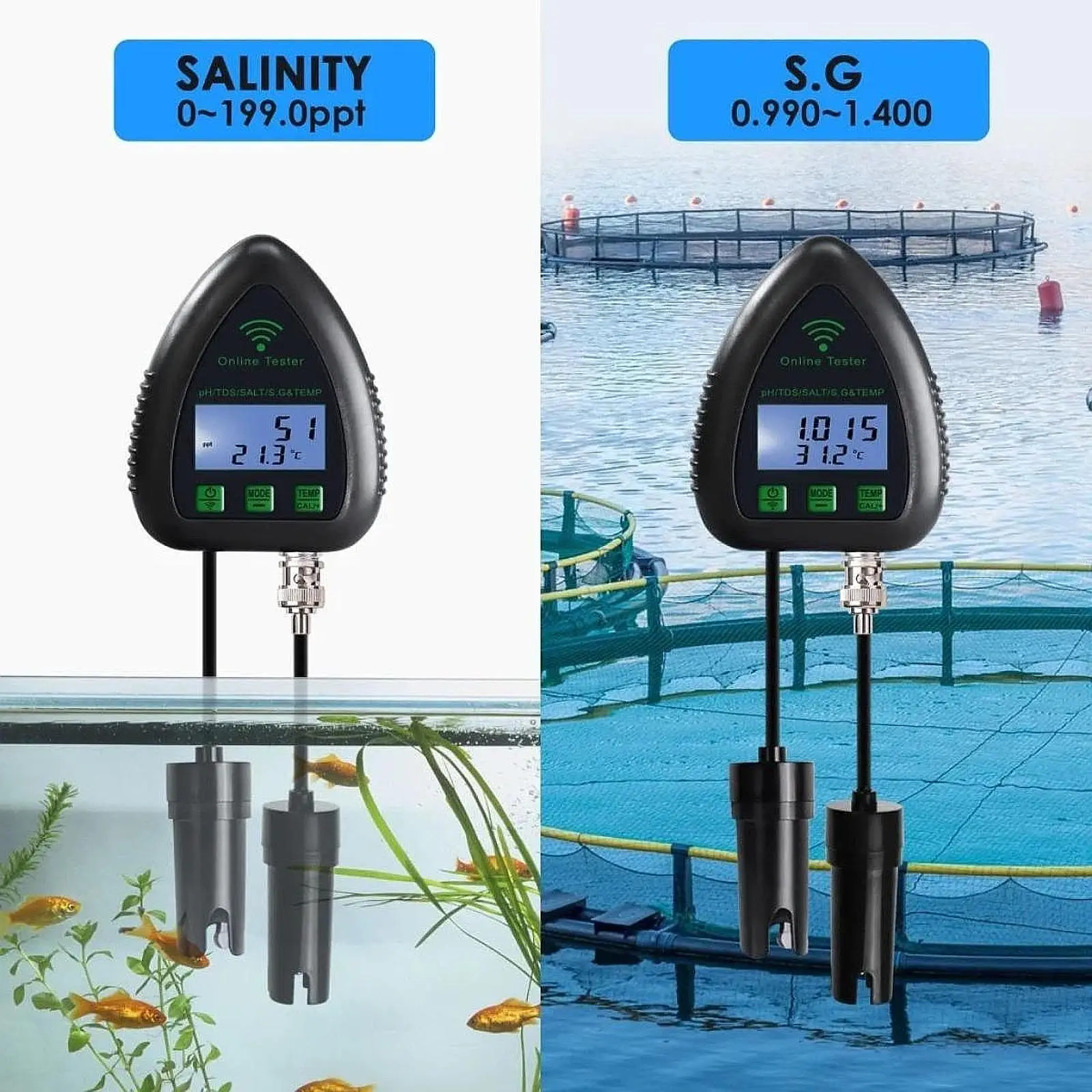 

Salinity Tester 5 in 1 Temperature Meter for Pond Aquariums Hydroponics Labs