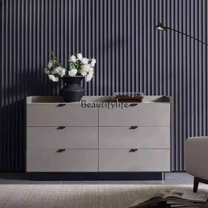 

Italian minimalist solid wood six-chest cabinet dining side cabinet modern entrance cabinet