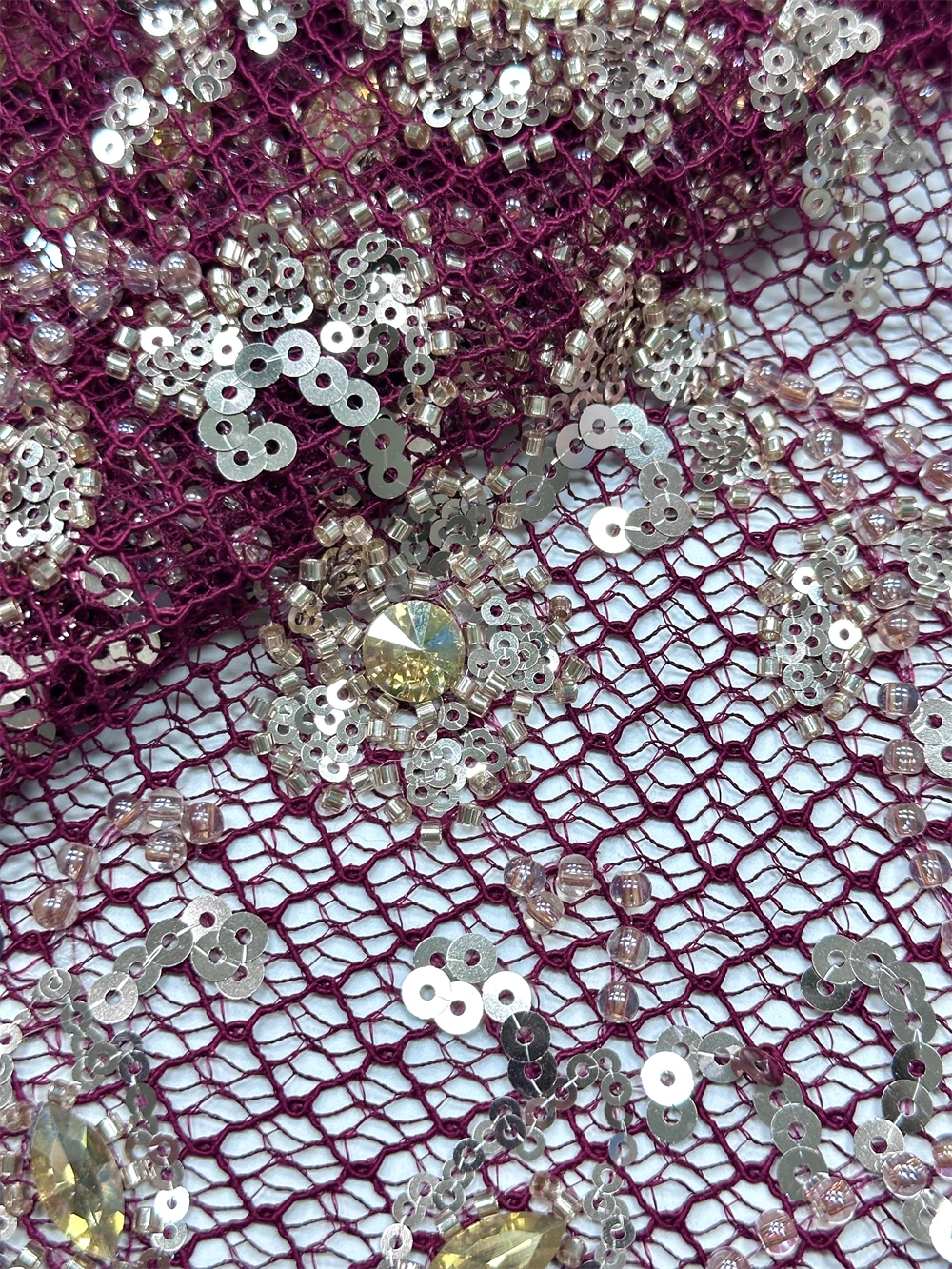 

Nigerian Beaded Embroidery Lace 2026 High Quality French Net Sequins Tulle African Lace Fabric for Luxury Wedding Party Women