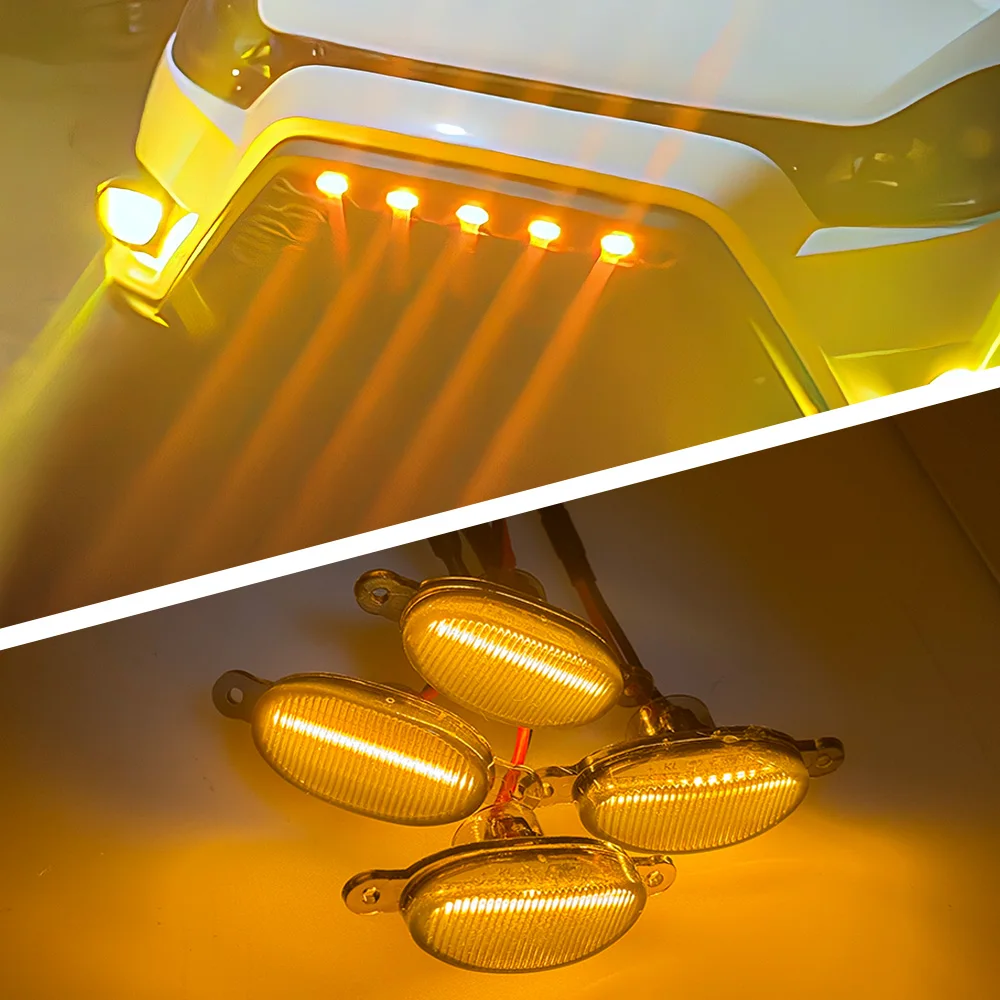 Car Front LED Grille Light Smoked Amber White 4LED Grill Light Eagle Eye Lamp for Off Road Trunk SUV Ford Toyota Strip