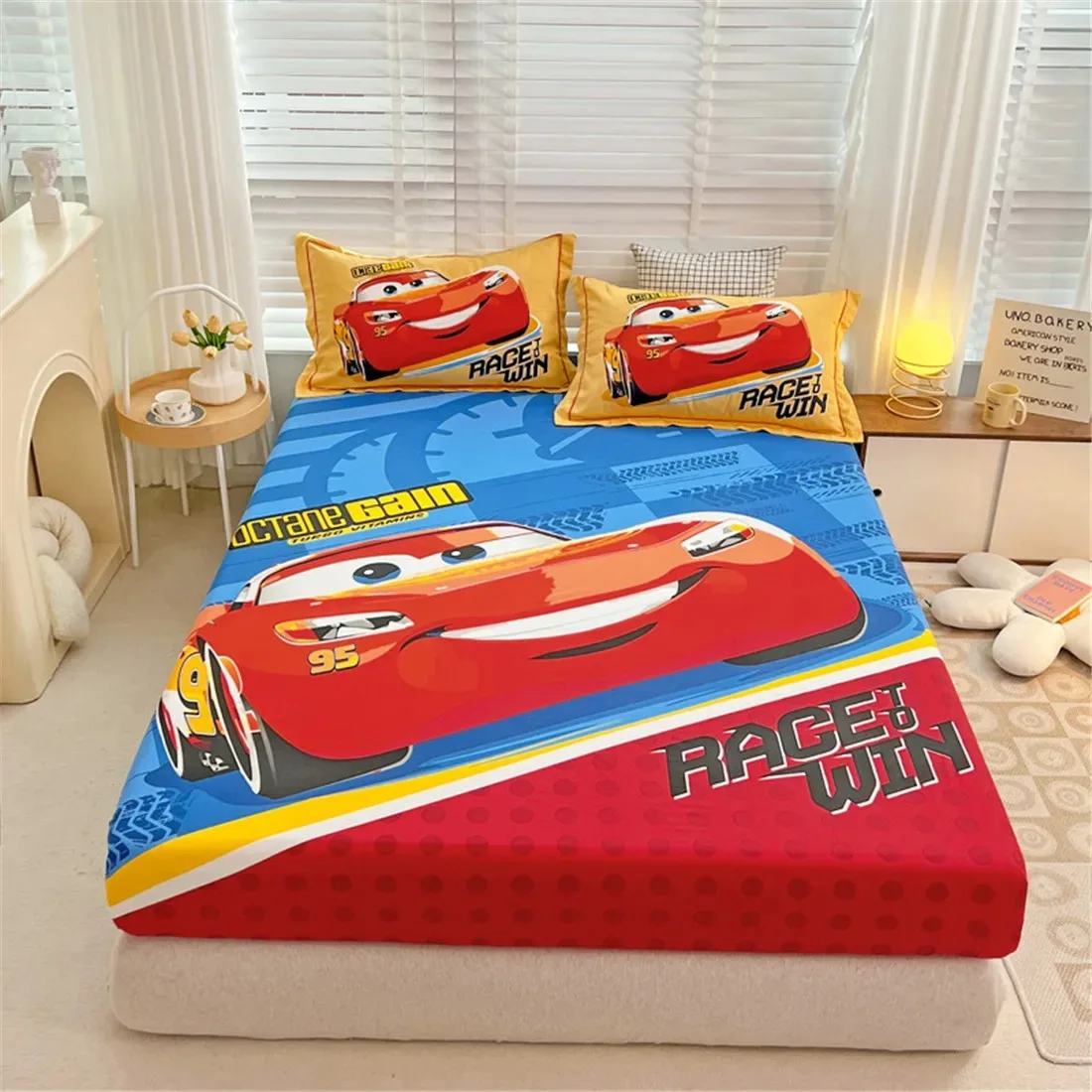 Lightning McQueen car Bedding Fitted Sheet 3pcs Printed With Pillowcase Suitable For Children And Adults 3D Boy\'s Bedding