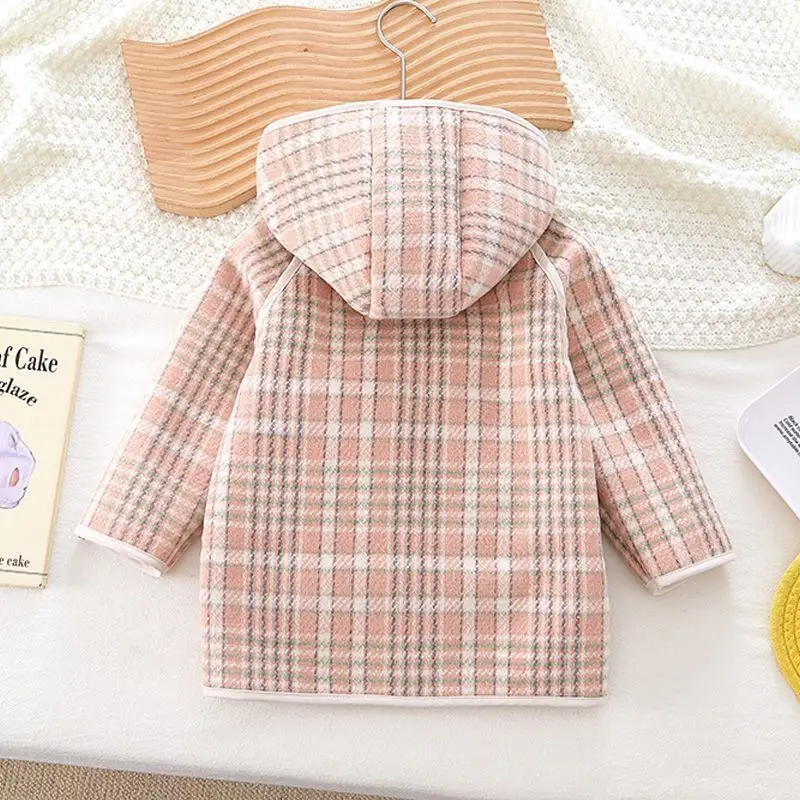 معطف صوفي للخريف والشتاء مع قبعة Fce مبطنة بتصميم منقوش للسيدات ملابس خارجية قابلة للتنفس وسلي