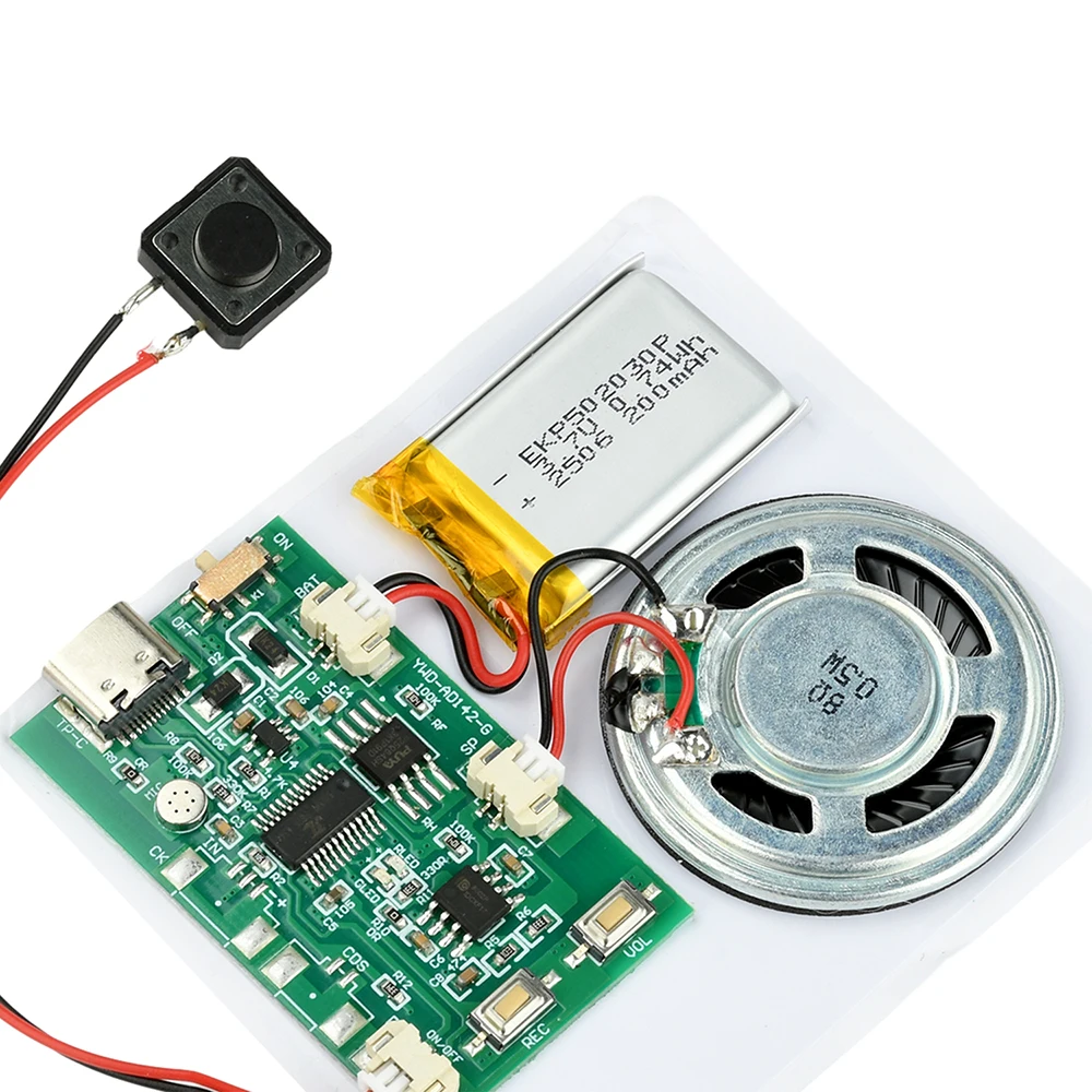 Programmable 8M Recordable Birthday Card Music Voice Module Chip for DIY Voice Audio toy Greeting Card Button Light Control