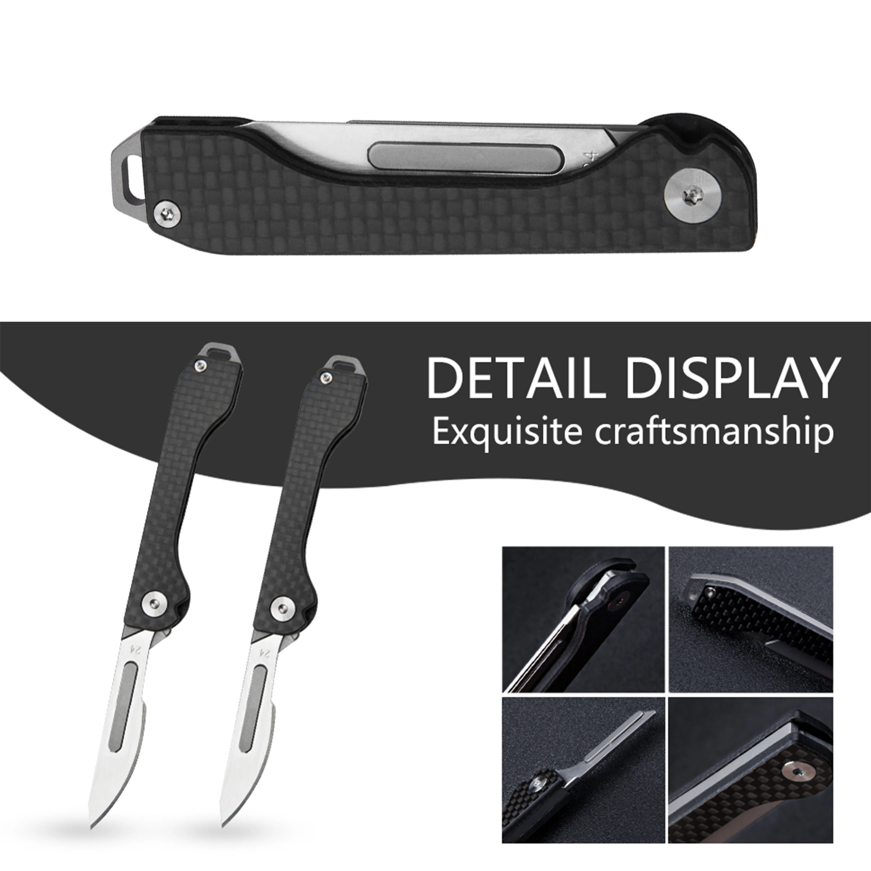 Carbon Fiber Unboxing Knife Portable Cutting Rope Carving Knife Mini Outdoor Multifunctional Folding Surgical Knife