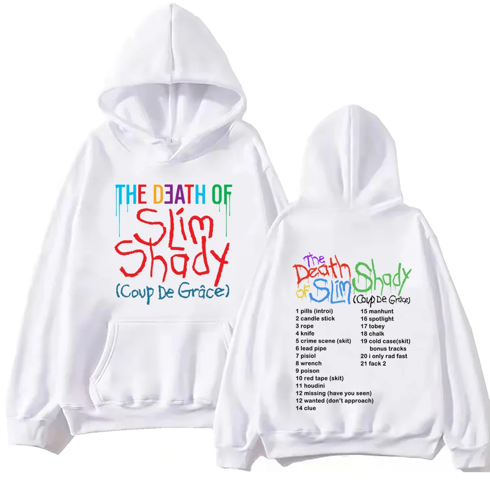 Eminem The Death of Slim Shady Hoodie Harajuku Hip Hop เสื้อสวมหัวเสื้อสเวตเตอร์