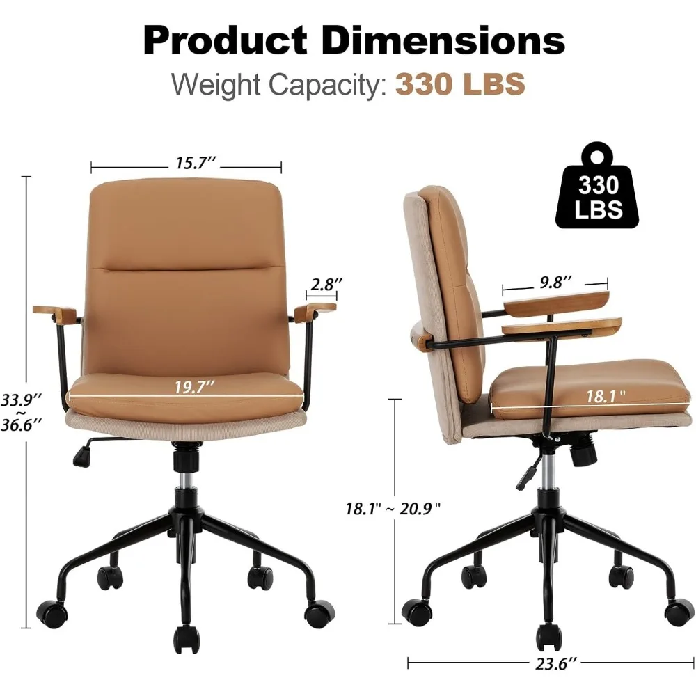 كرسي مكتب منزلي مخطط مخملي، كرسي دوار منجد بارتفاع حديث قابل للتعديل مع عجلات، كرسي مهمة مريح #2