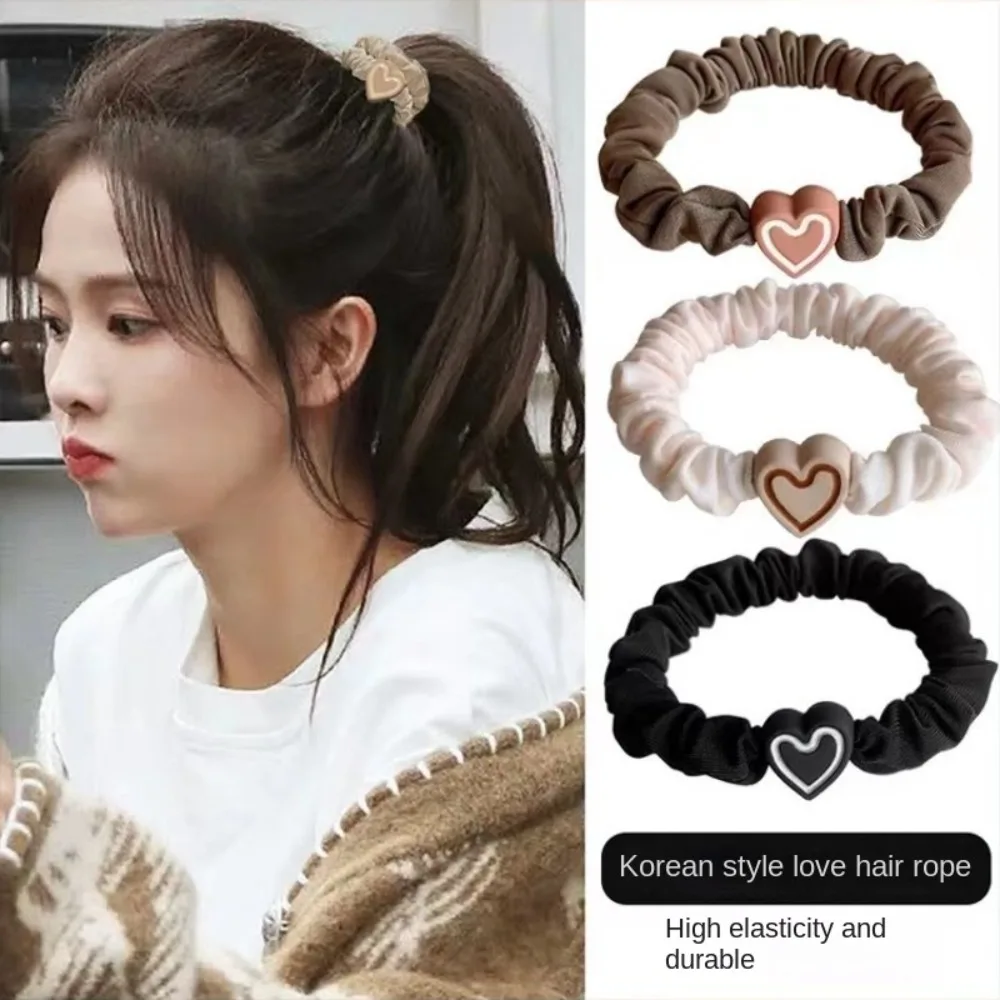 Fashion Heart Shape Hair Band Flannel Multi Color High Elastic Hair Rope High Elasticity Mini Hair Tie