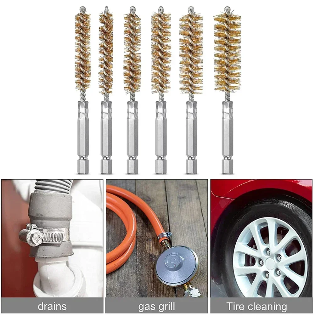 1pc Cleaning Brush For Machinery Cleaning Washing Polishing Removing Paint/rust 9-25mm Wire Tube Brass Brush Rust Cleaner Tool