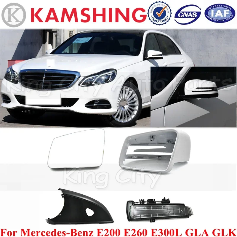 

CAPQX Side Rearview Mirror Lid For Benz GLK GLA E200 E260 E300L Rear View Mirror Cover Turn Single Light Mirror Glass Lens
