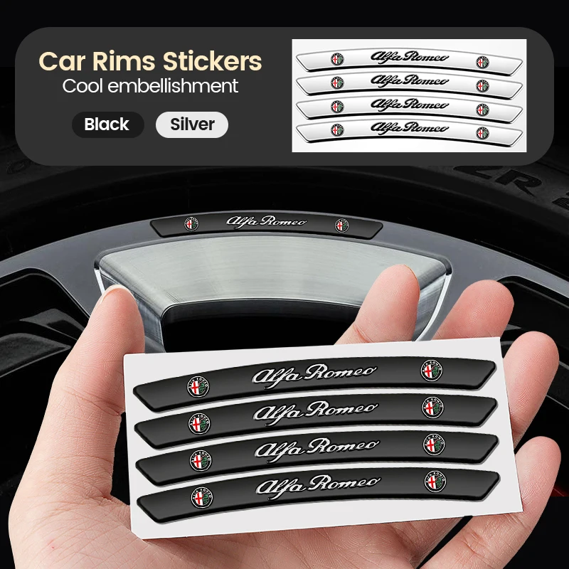 4pcs Aluminum Car Badges Wheels Rims Stickers Auto Decoration For Alfa Romeo Giulia Giulietta 159 156 MITO Stelvio 147 Sportiva