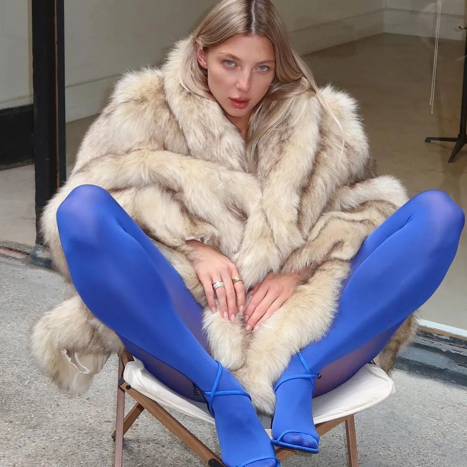 2025 Autumn and Winter New Style Lapel Long Sleeve Fur Fake Fur Casual Eye-catching Warm Environmentally Friendly Fur Coat