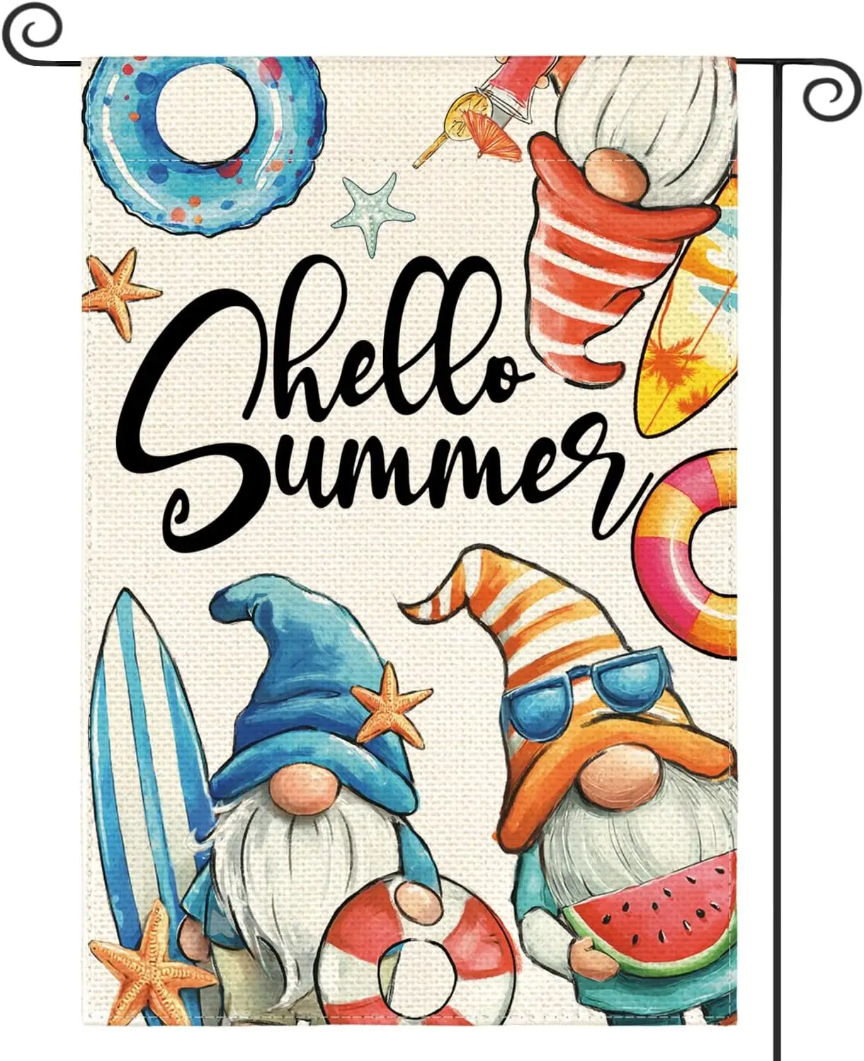 AVOIN colorlife Hello Summer Gnomes Garden Flag 12x18 Inch Double Sided | Weather & Fade Resistant, Yard Outdoor Decorat llp