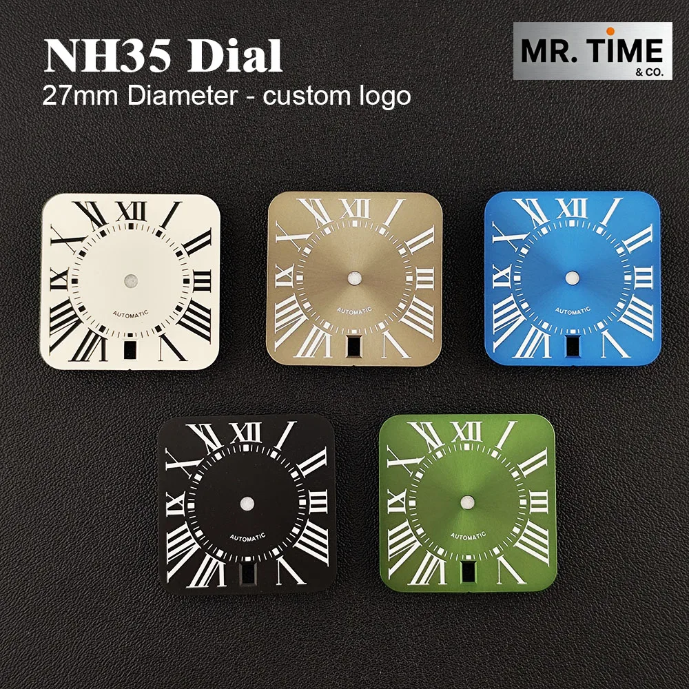 

Мужские часы с римским циферблатом NH35, индивидуальный циферблат, подходит для механизма NH35, аксессуары для спортивных часов.