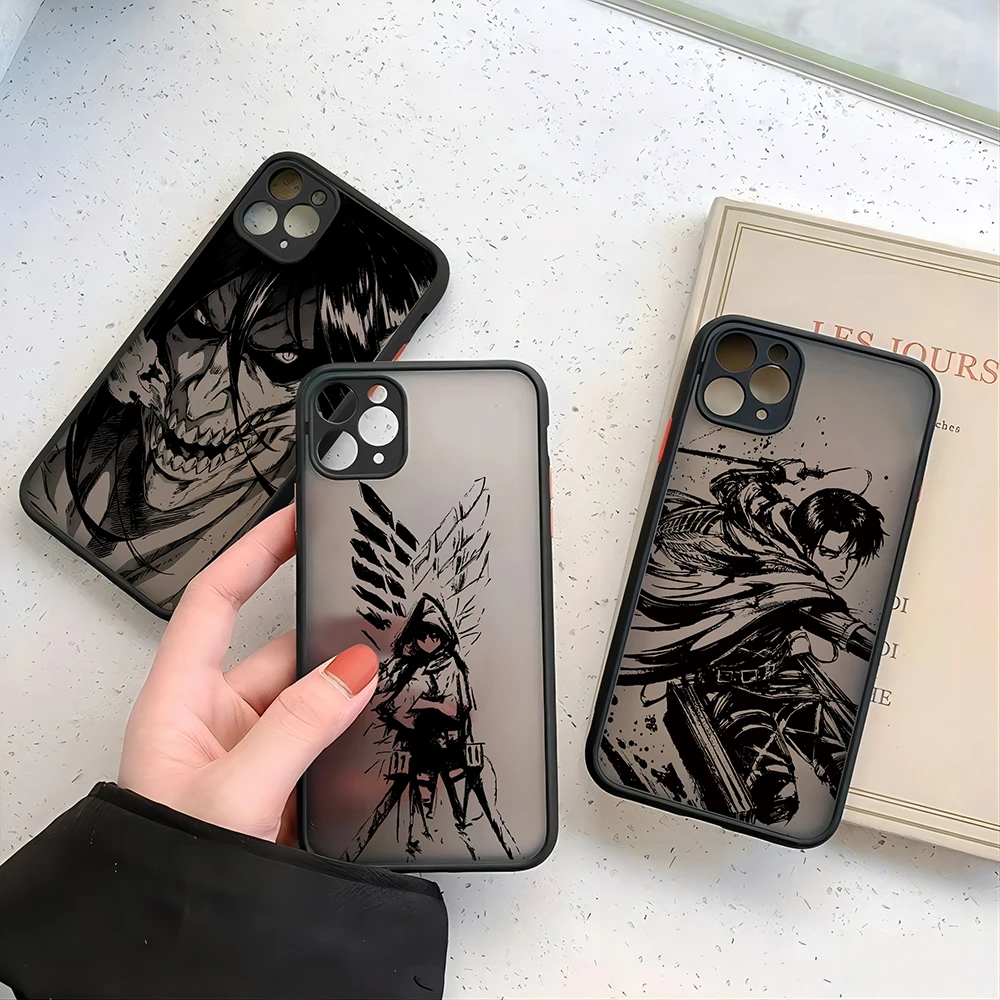 Hot Anime Attack On Titan Phone Case For iPhone 15 14 13 12 11 Pro Max X XR XSMax 7 8 Plus Matte luxury Transparent Back Cover