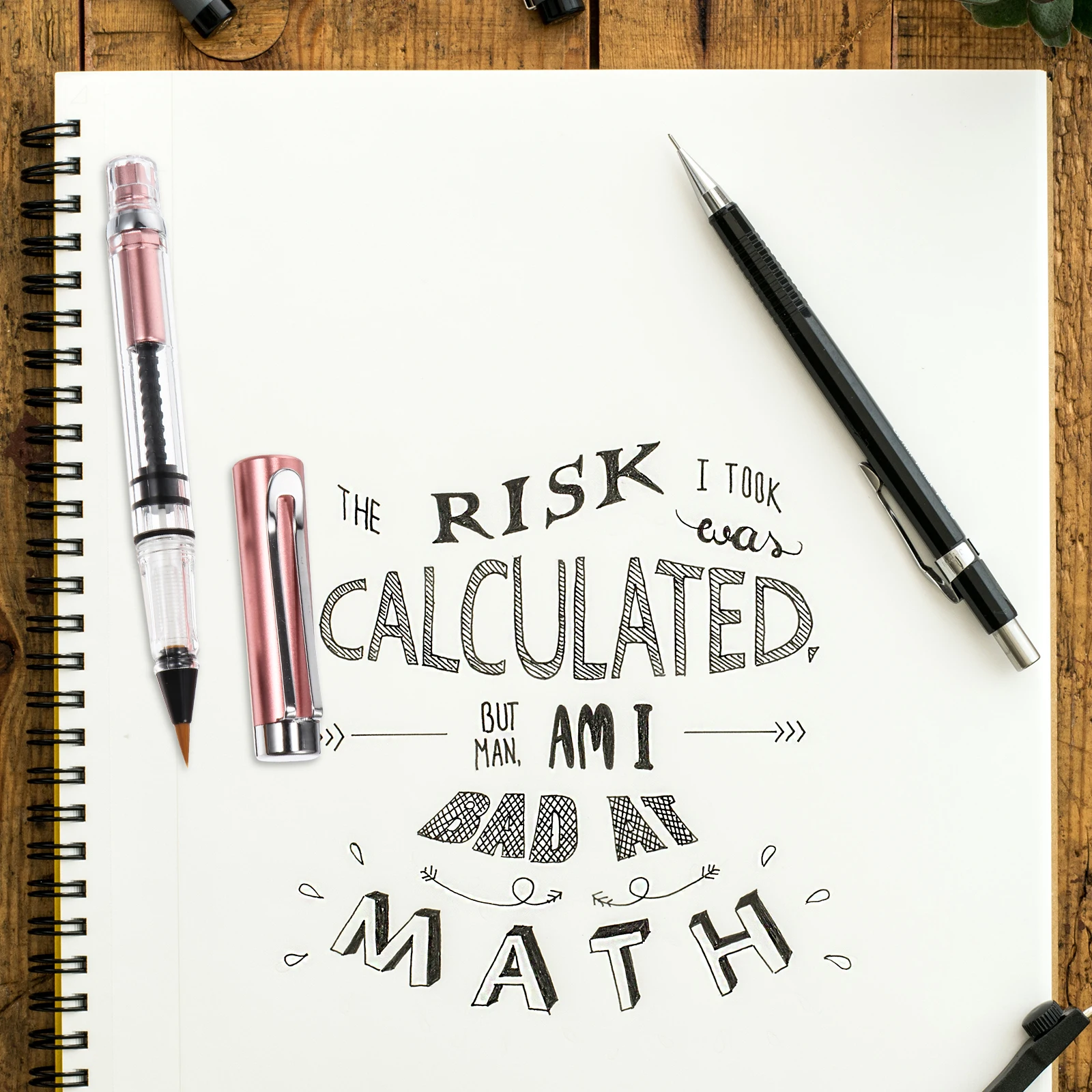 

1 шт., ручка-кисть со стальным наконечником, многоразовая нейлоновая ручка для волос, не выпадающая каллиграфия, ручка с акварельными чернилами, офисные принадлежности