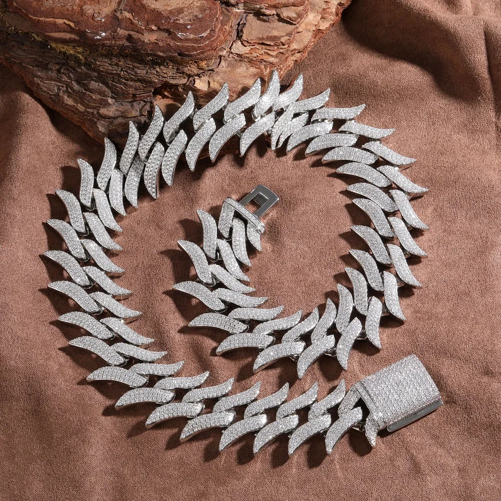 Thorny Cuban Chain Iced Out Sparkling Cubic Zirconia Hiphop Fashion Necklace Jewelry Choker Trendy Link Exquisite Party Jewelry