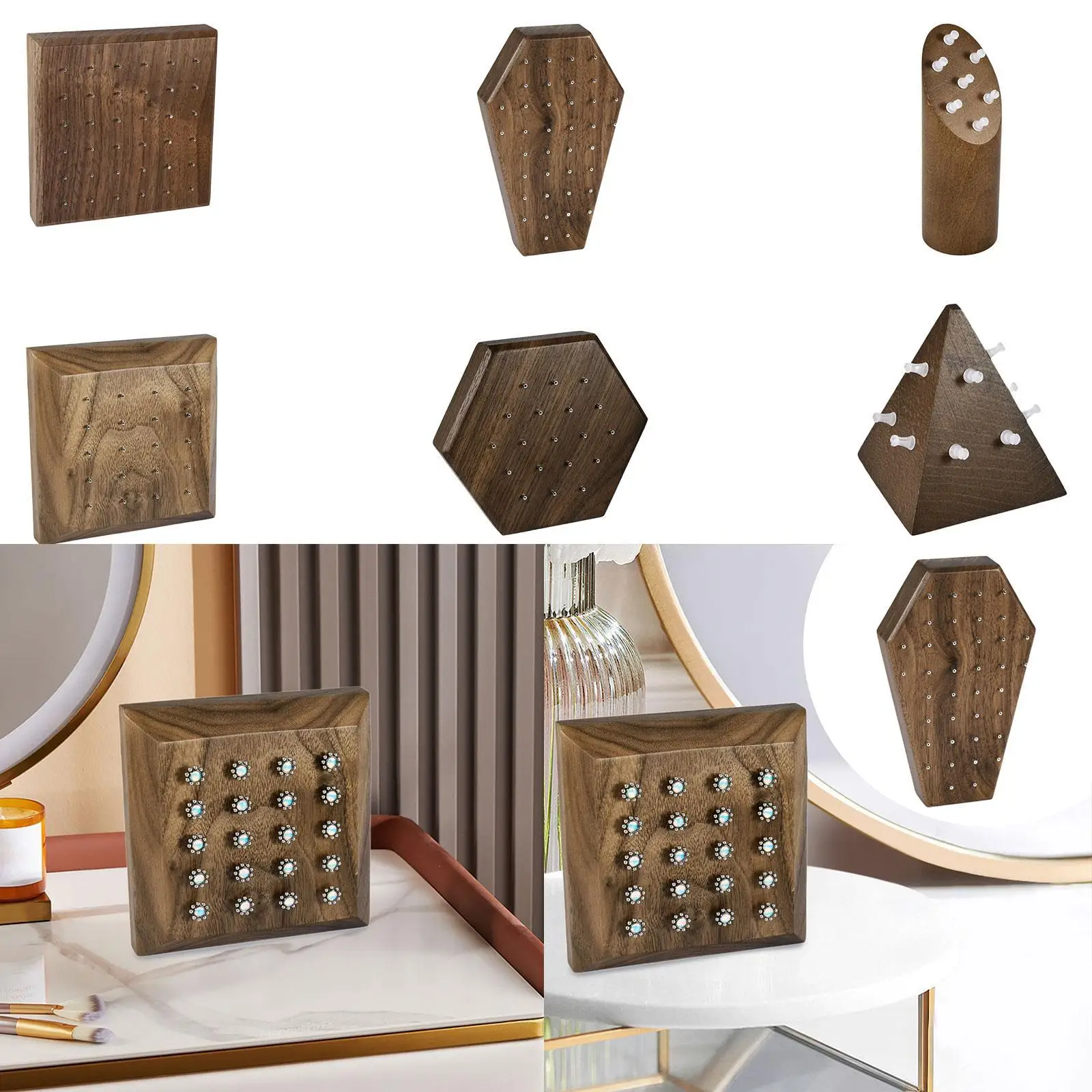 Practical Body Piercing Accessories Showcase Rack Wood Earrings Display for Jewelry Exhibitors