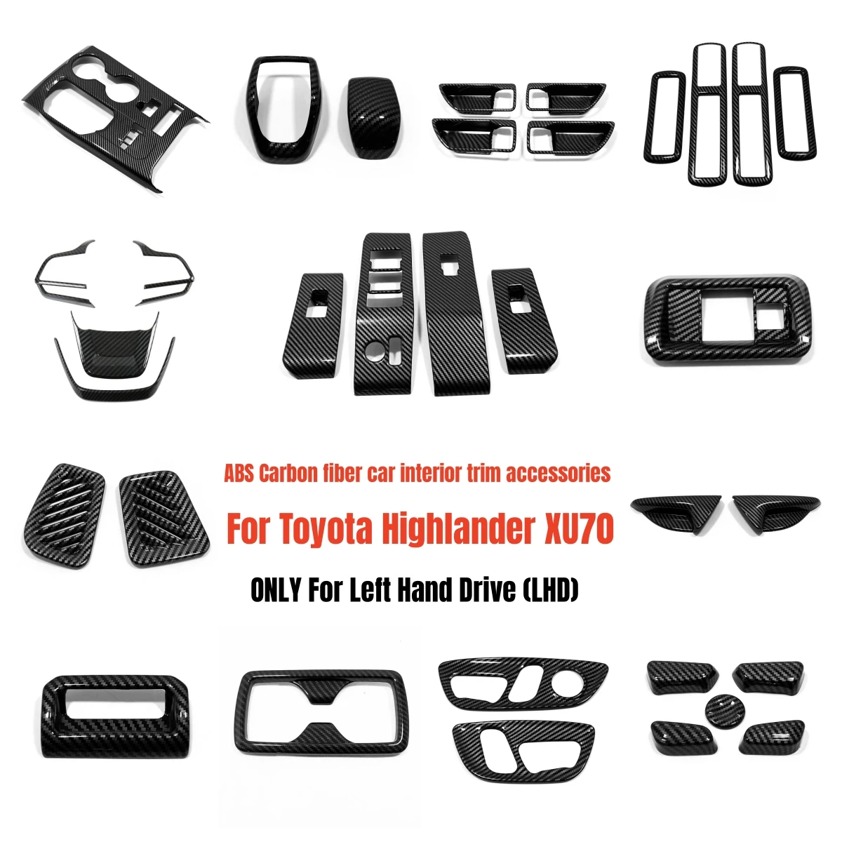 

For Toyota Highlander Kluger XU70 2020-2023 Carbon fiber car interior trim accessories gear shift knob frame panel Decoration