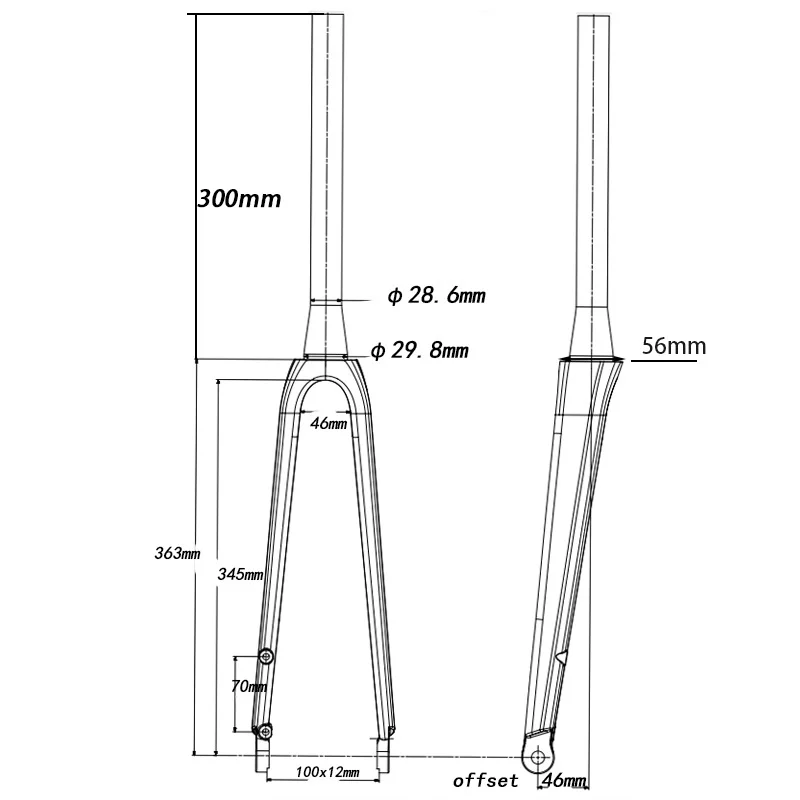 700C 28.6mm Racing Road Bike Matte black Full Carbon Fiber Front Fork Carbon Fiber Track Fixed Gear 100x12mm Bike parts view 2