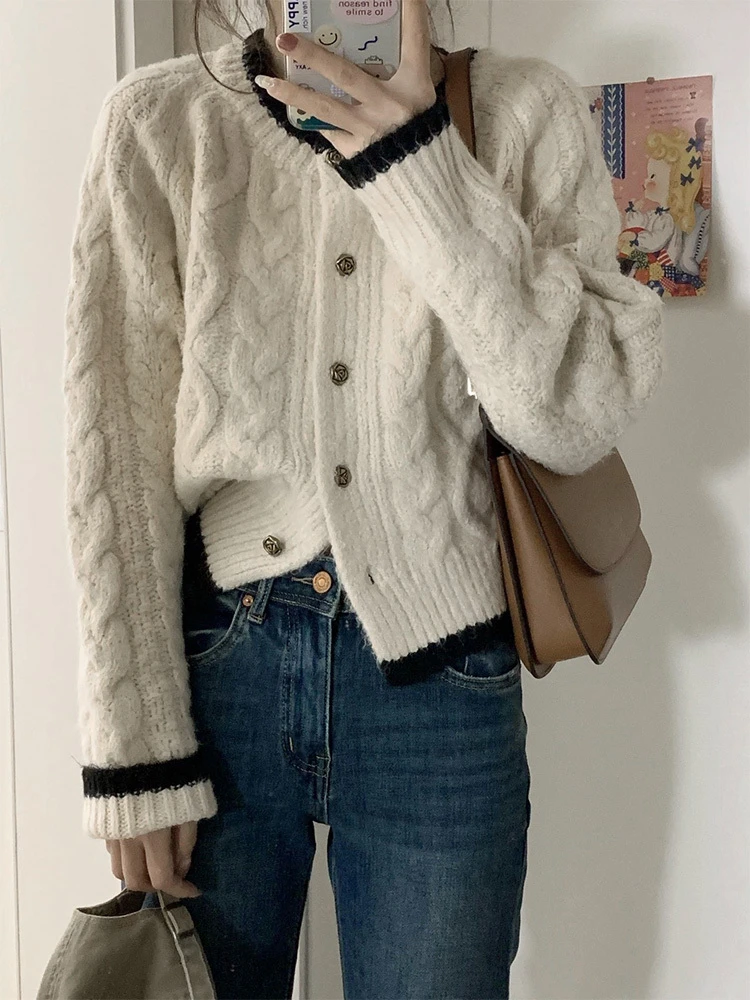 

Женский вязаный кардиган Fufu Sle, осенне-зимний, модный, свободного кроя, из мягкого полиэстера, с длинными рукавами, круглым вырезом