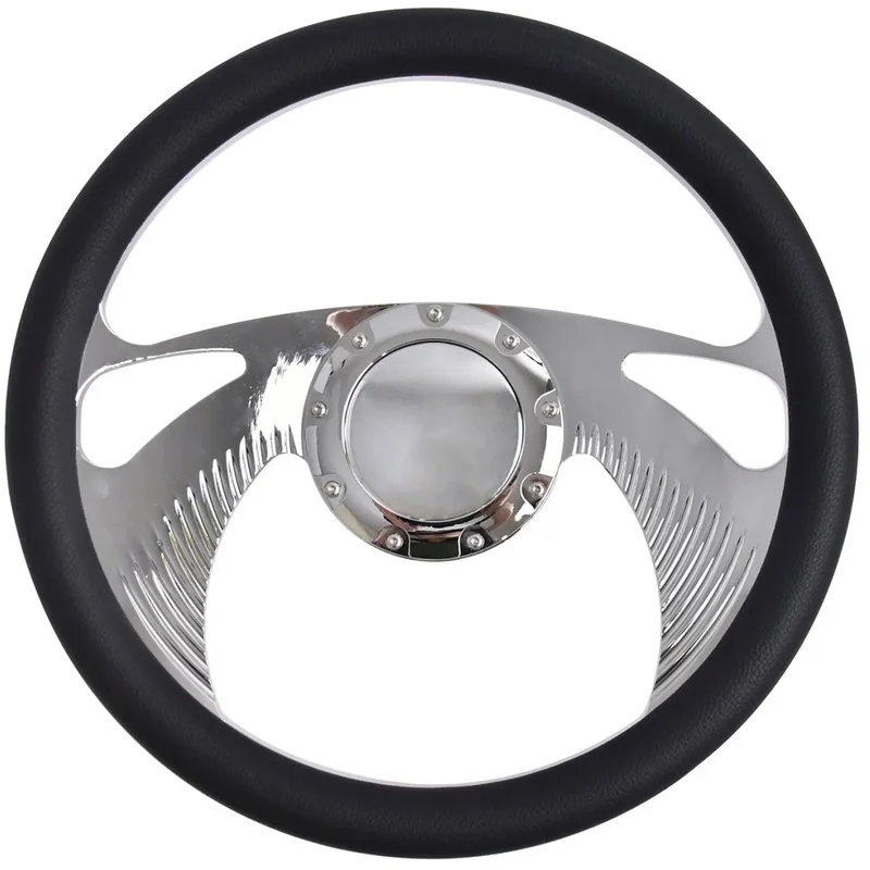 High Quality Riveted Light Wooden Grip Racing Steering Wheel With Mount Bracket Interior Accessory