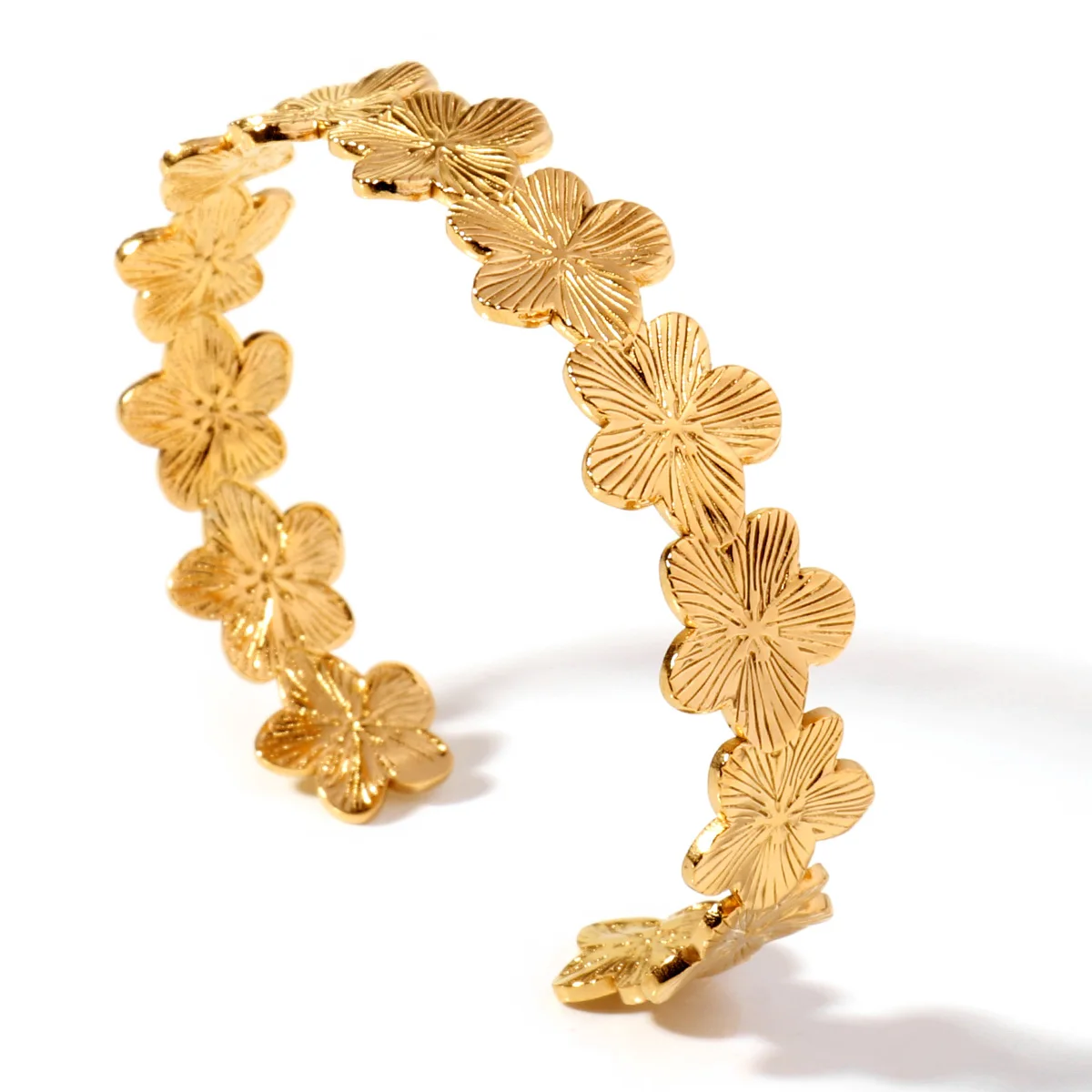 Miallo Vintage Flower Bangles For Women Gold Color Stainless Steel Bracelets Brand Femme Jewelry Daily Accessories As Gifts image 5