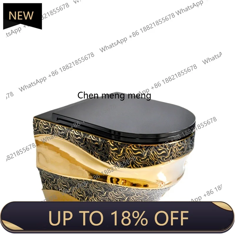 

Z189 Black and gold wall-mounted toilet, suspended toilet, bathroom, small apartment, wall discharge into wall water tank F185