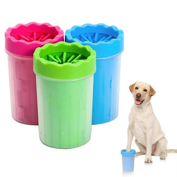 Taza para lavar los pies de plástico para mascotas, cepillo de silicona de gran tamaño S L XL, perro, gato, limpieza de pies, barro, limpieza extraíble, 1 ud. 1