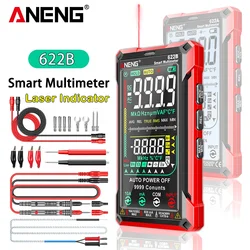 ANENG 622B cyfrowy inteligentny multimetr 10A miernik testowy Auto zakres True RMS DC/AC 9999 Multitester z lampa laserowa pojemność Ohm