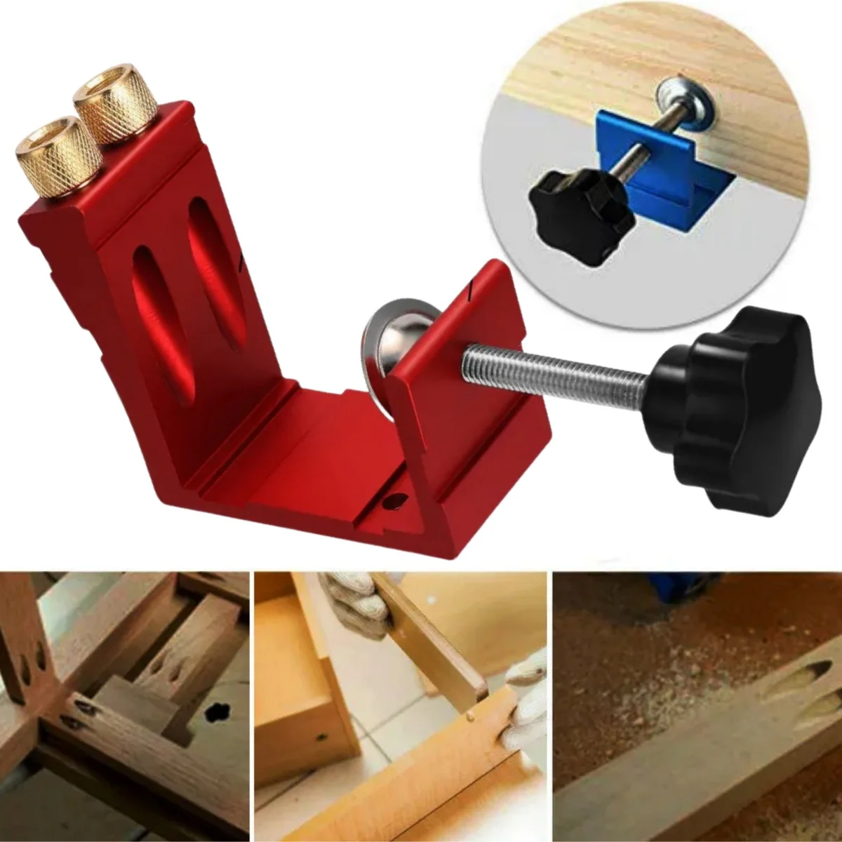 

1 Set Pocket Hole Jig for Woodworking for Diagonal Precision Positioning Tool for Dowel Making Durable and Lightweight Design