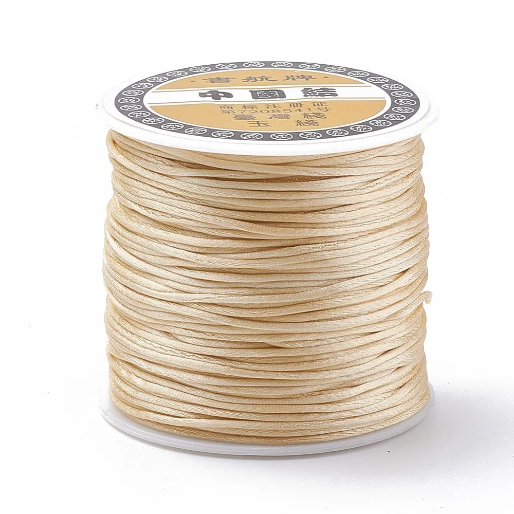 

1roll Nylon Thread Rattail Satin Cord Light Khaki 1mm 76.55 yards(70m)/roll