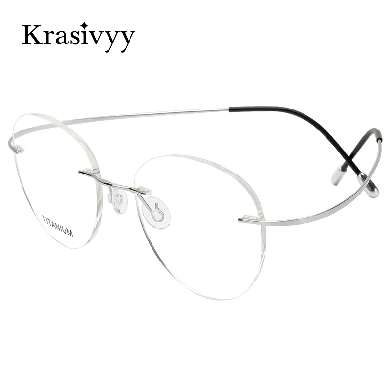 Krasivyy Round Rimless Glasses Frame Men Ultralight Myopia Prescription Eyeglasses Women Vintage Pure Titanium Optical  Eyewear